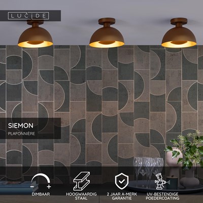 Lucide SIEMON - Plafonnière - Ø 25 cm - 1xE27 - Okergeel